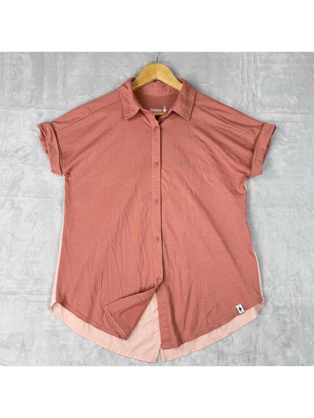 Smartwool women Everday Exploration Short Sleeve Button up Shirts Size S Rose